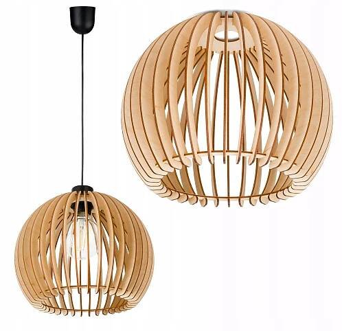 Závěsné svítidlo převis stropní lustr LOFT stínidlo XL koule 36 Dřevo na 1x e27