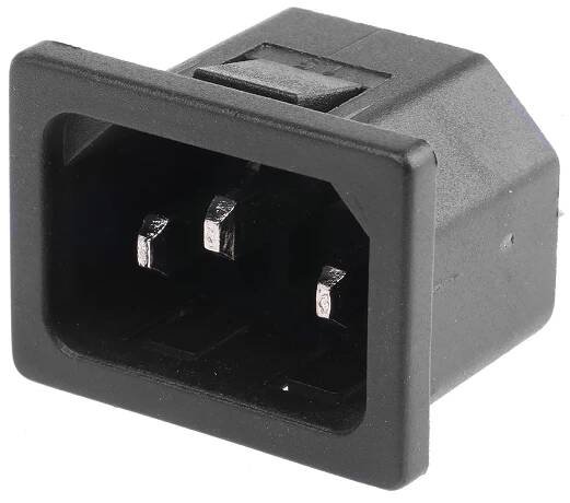 Konektor IEC C14, Samec, orientace těla: Pravý úhel, Nasazovací, Pájení, 10A, 250 V