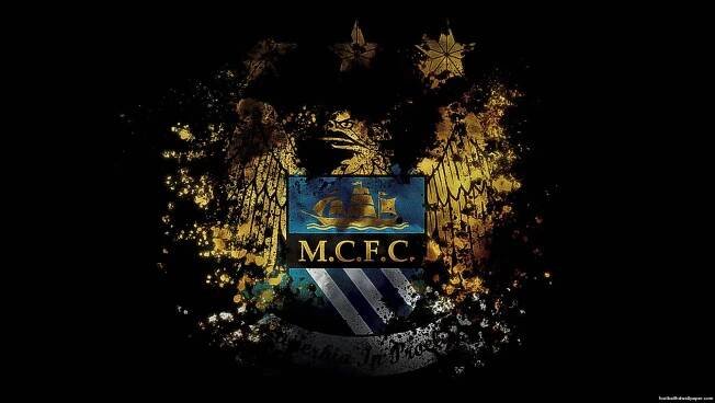 Gritty Black And Gold Manchester City FC Logo Wallpaper