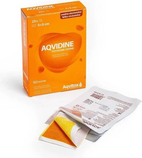 Aqvidine Povidon 5 x 5 cm krytí s jodem 25 ks