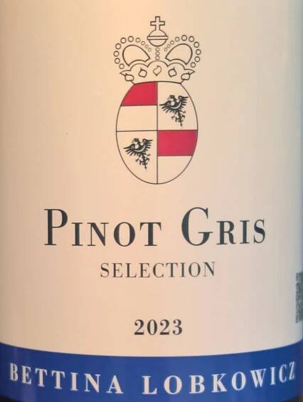 Víno Pinot Gris Selection 2023, zemské víno, Bettina Lobkowicz vinařství, Mělník