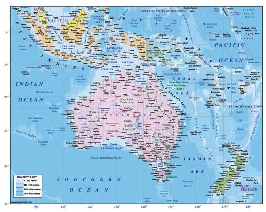 Australia & Oceania Large Wall Graphic Mural (Removable)