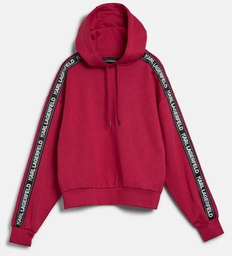 MIKINA KARL LAGERFELD LOGO TAPE HOODIE PERSIAN RED