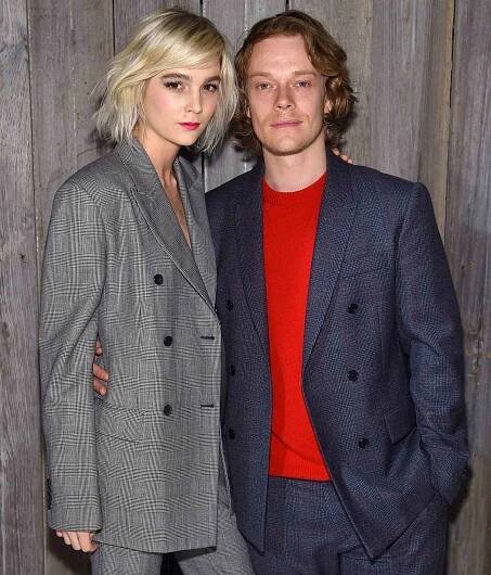 Allie Teilz and Alfie Allen at the Calvin Klein Collection during New York Fashion Week, February 13, 2018.