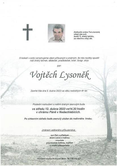 Smuteční oznámení - Oficiální stránky obce Nedachlebice