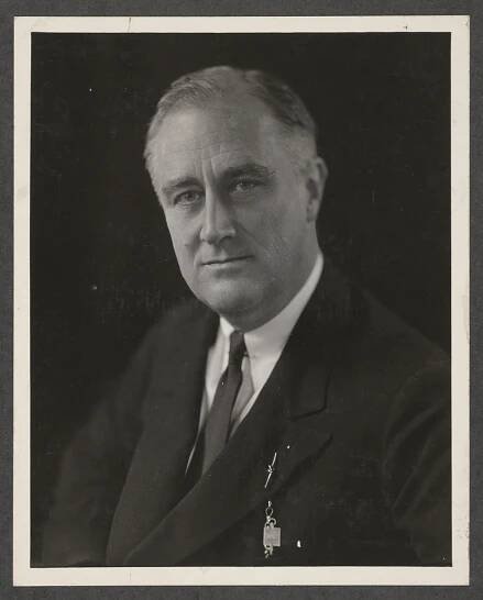 [Franklin Delano Roosevelt, head-and-shoulders portrait, facing slightly left]