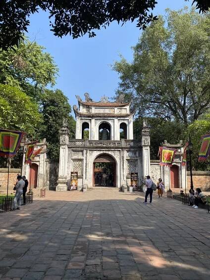 Photo of the entrance of the Temple of Literature in Hanoi Vietnam