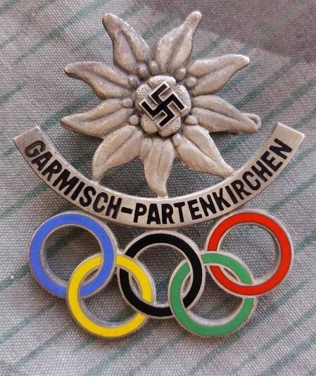 ZIMNí OLYMPIÁDA 1936 GARMISCH-PARTENKIRCHEN - ODZNAK NS. POŘADATELŮ ZN - Vojenské sběratelské předměty