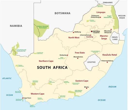 mapa národního parku jihoafrická republika - durban stock ilustrace