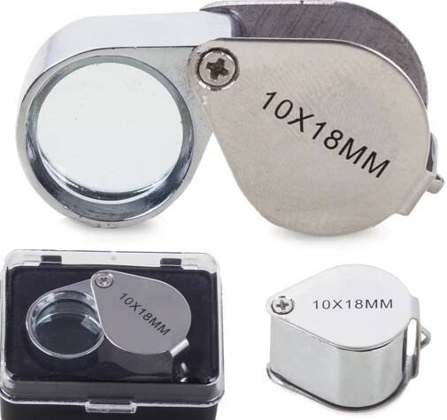 Verk 09003 Skládací mineralogická lupa - zvětšení 10 ×, průměr 18 mm