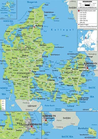 Mapy Danii | Szczegółowa mapa Danii w języku angielskim | Mapa turystyczna Danii | Mapa drogowa Danii | Mapa polityczna