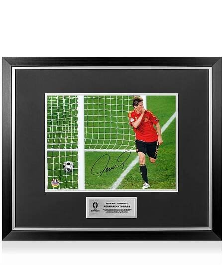 UEFA 2024 Fernando Torres Official Signed and Framed Spain Photo: UEFA EURO 2008 Final Goal