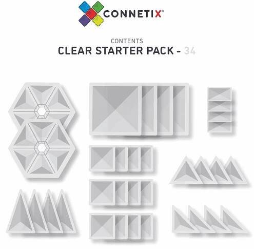 Connetix Tiles - Magnetická stavebnice Transparent 34 ks