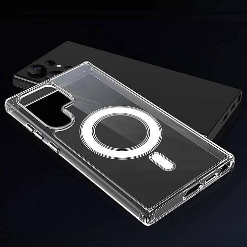 Pouzdro pro Samsung S25 Ultra ZESÍLENÉ pro MAGSAFE ANTI SHOCK CLEAR CASE Sklo Sbírka POKROWIEC PRZEZROCZYSTY