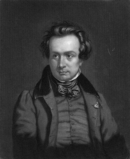 Engraving of a portrait of young Victor Hugo