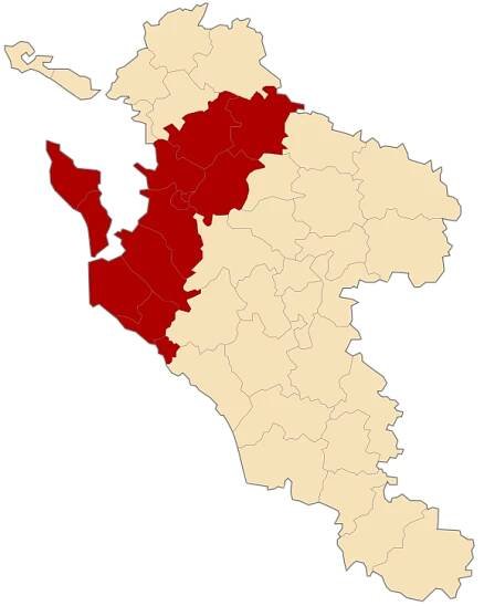 Arrondissement Palaiseau na mapě departementu Charente-Maritime