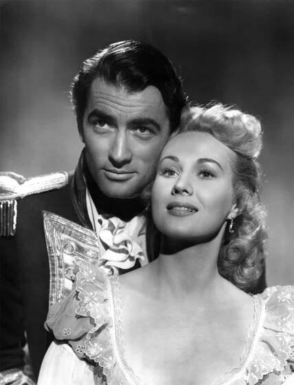 CAPTAIN HORATIO HORNBLOWER, Gregory Peck, Virginia Mayo, 1951