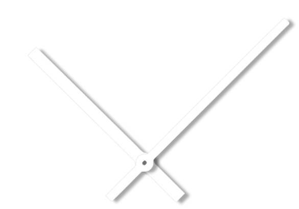 Bílé rovné hliníkové ručičky na hodiny 145 mm | 113 mm