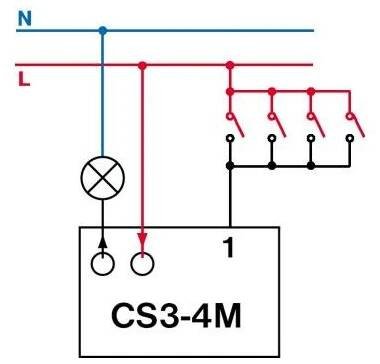 CS3-4M (0135) Spínač časový multifunkční, 8 funkcí, 2-vodičový, Elektrobock