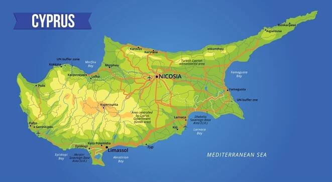 Geografická mapa Kypru