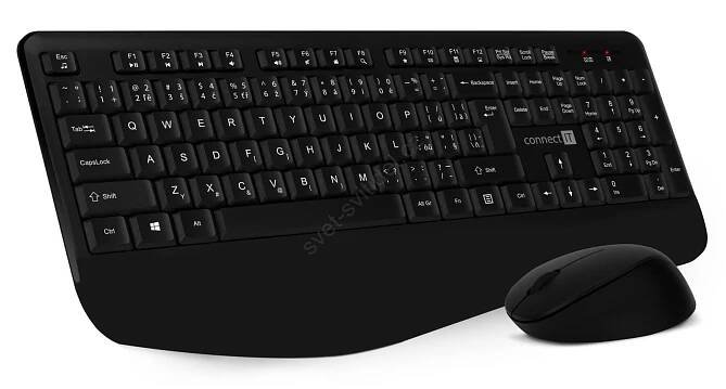 CONNECT IT CKM-7803-CS - Bezdrátová klávesnice a myš 1200 DPI s CZ/SK lokalizací 1xAAA + 1xAA černá