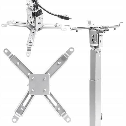 Bílý stropní držák na projektor na zeď Spacetronik 20 kg + organizér kabelů