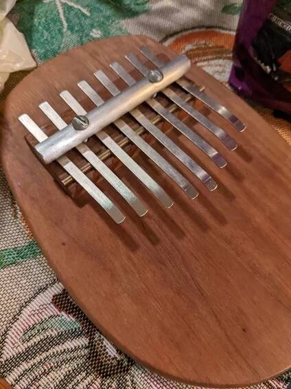 Axel helpfully started playing an instrument he found in the kitchen, just to confuse people as to what the dinging sound really was.
