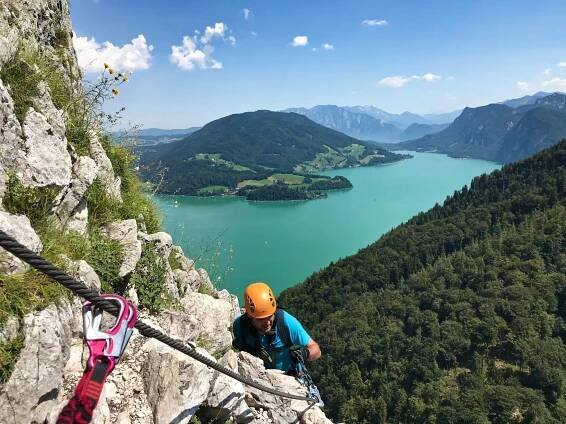 Vrchol Drachenwand zajištěnou cestou