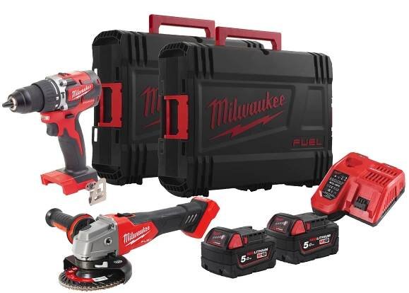 SADA NÁŘADÍ MILWAUKEE M18 PŘÍKLEPOVÁ VRTAČKA A ÚKLOVÁ BRUSKA