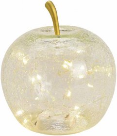 LED sklenené jablko 16 cm - priehľadné -Imitáciaatívne ovocie v tvare rozbitého skla
