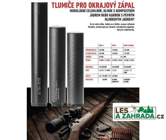 Tlumič A-TEC, model WAVE, pro malorážky, Ráže:.22LR, na závit M14x1mm
