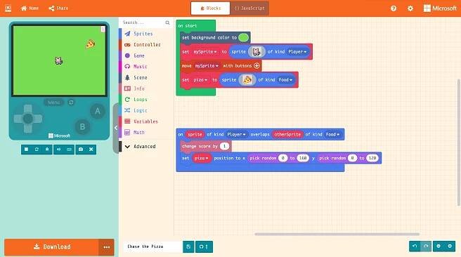 Screenshot of the MakeCode Arcade window. At the bottom of the window, a button is labelled with the Octocat logo and an upwards-facing arrow.