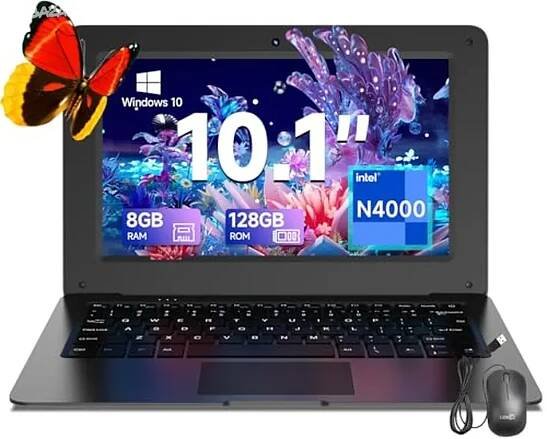 TOPOSH 10,1palcový mini notebook pro děti, studenty, podpora více jazyků, včetně nálepky s klávesnicí, 8GB RAM, 128GB SSD rozši X0020XH2GN