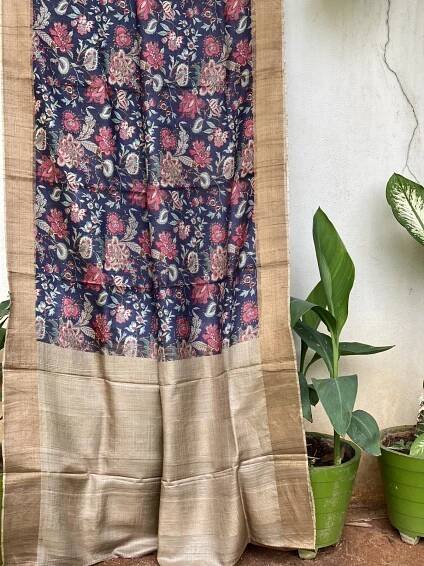 TUSSAR BLUE SILK SAREE 