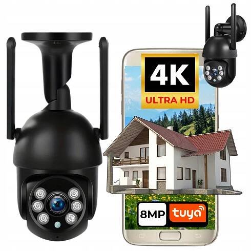VENKOVNÍ WIFI KAMERA 8 MP ZOOM 4K DETEKCE POHYBU A SILUET IP66 TUYA