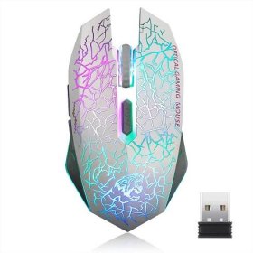 TENMOS M2 Wireless Gaming Mouse, Silent Rechargeable Optical USB Computer Mice Wireless with 7 Color LED Light