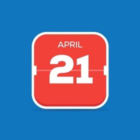 21 aprile Calendario Icona piatta. Illustrazione vettoriale — Illustrazione