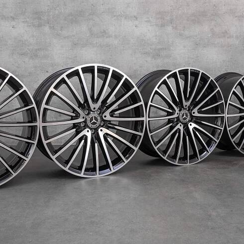 Originální disky Mercedes Benz třídy S 21 palců W223 V223 A2234011700 A2234011800 černé lesklé soustružené NOVÉ