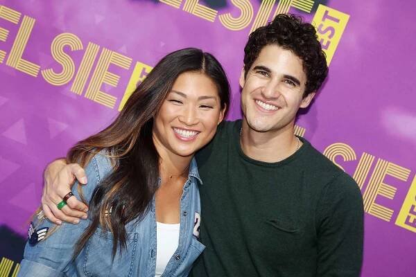 Jenna Ushkowitz and Darren Criss pose at 