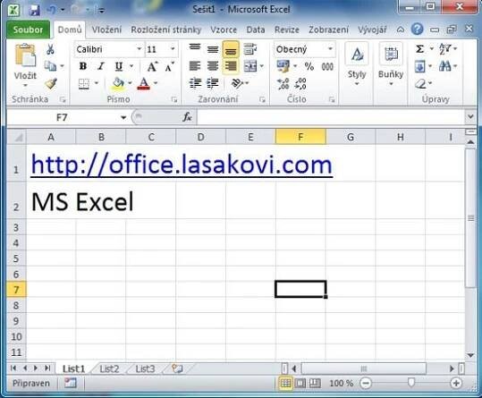MS Excel 2010 - Úvodní obrazovka