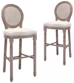 Barové židle 2 ks bílé lněné - Nábytek