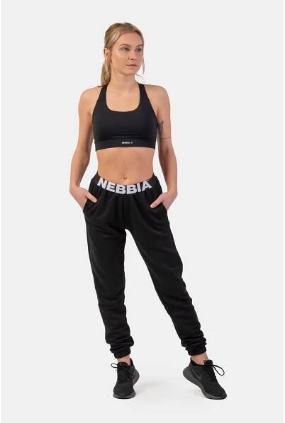 Dámské tepláky Iconic Mid-Waist Black - NEBBIA