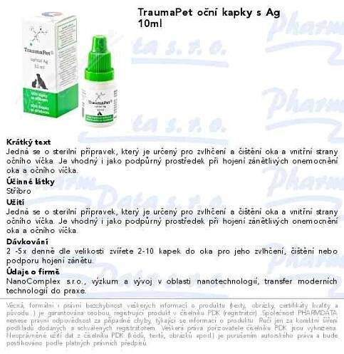 TraumaPet oční kapky s Ag 10ml | SOS lékárna online, internetová lékárna, léky
