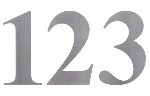 Domovní čísla 0–9, s 3M páskou, broušená nerez AISI304