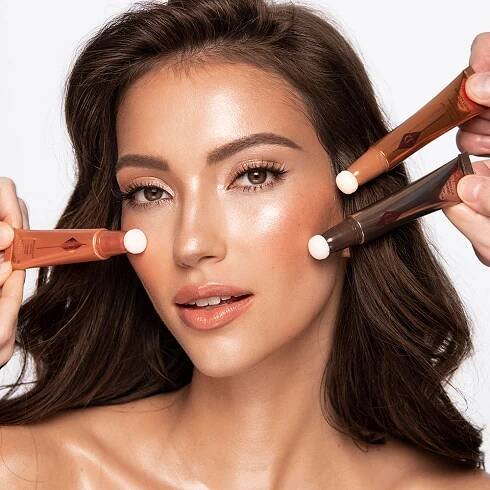 Beauty Light Wands on medium-tone brunette model 