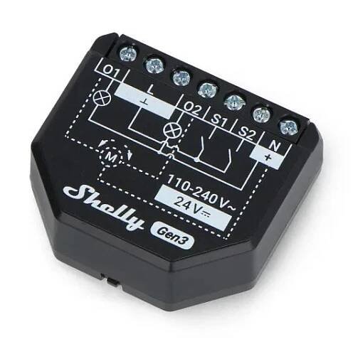 Shelly 2PM GEN3 - Dvoukanálový chytrý spínač s měřením spotřeby energie (Wi-Fi, Bluetooth) - RPishop.cz