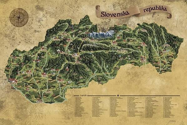 Giftio Deluxe stírací mapa Slovenska stříbrná XL 90 x 60 cm