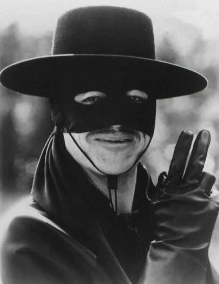 Henry Darrow posing for a 'Zorro and Son' promotional photo