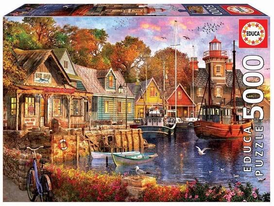 Puzzle 4000 – 8000 dílků - Puzzle The harbour evening Educa 5000 dílků od 11 let