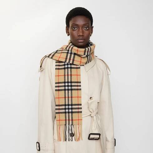 Narrow Check Cashmere Scarf